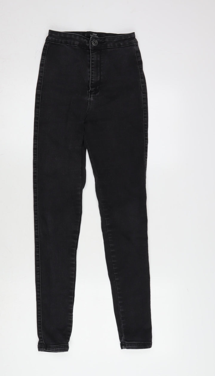 Missguided Womens Grey Cotton Blend Tapered Jeans Size 6 L28 in Regular Zip