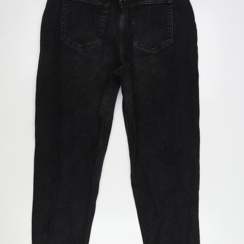 Marks and Spencer Womens Grey Cotton Blend Straight Jeans Size 12 L26 in Regular Zip