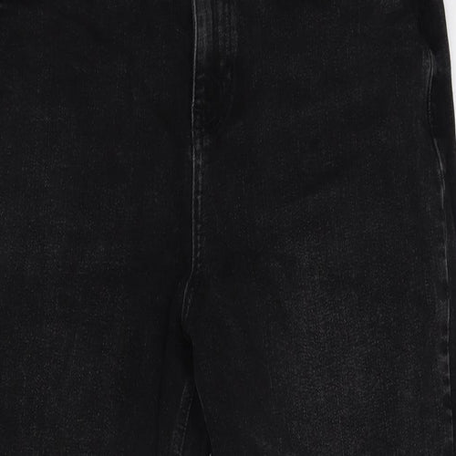 Marks and Spencer Womens Grey Cotton Blend Straight Jeans Size 12 L26 in Regular Zip
