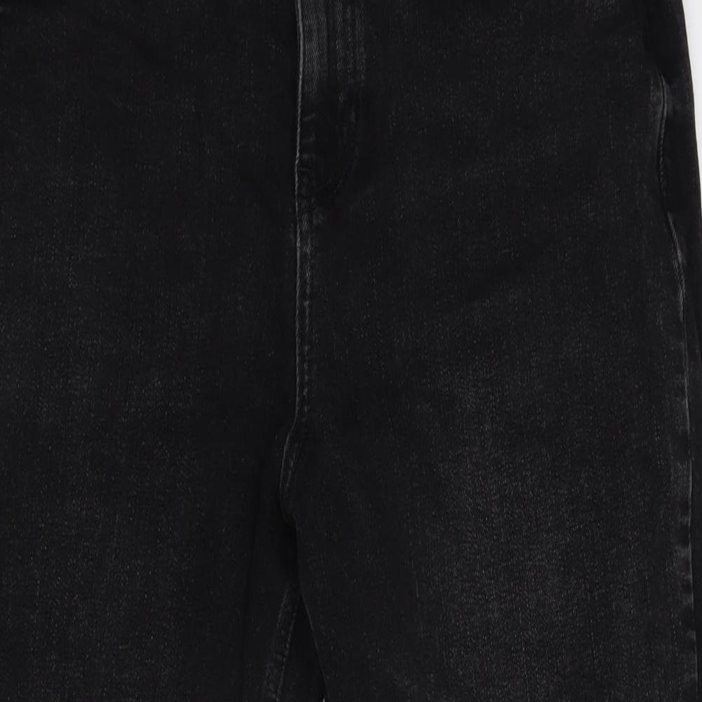 Marks and Spencer Womens Grey Cotton Blend Straight Jeans Size 12 L26 in Regular Zip