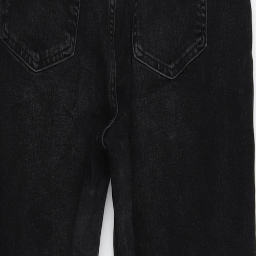 Marks and Spencer Womens Grey Cotton Blend Straight Jeans Size 12 L26 in Regular Zip