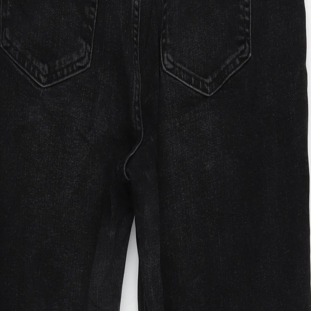 Marks and Spencer Womens Grey Cotton Blend Straight Jeans Size 12 L26 in Regular Zip