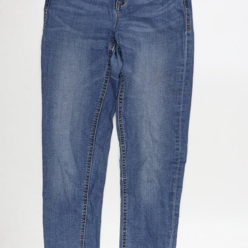 Zara Womens Blue Cotton Blend Tapered Jeans Size 6 L26 in Regular Zip