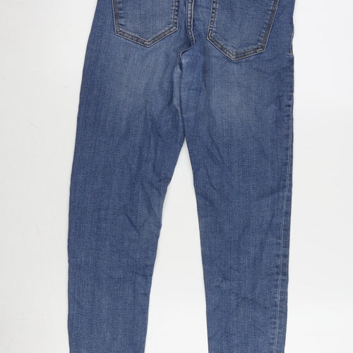 Zara Womens Blue Cotton Blend Tapered Jeans Size 6 L26 in Regular Zip