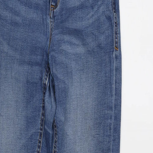 Zara Womens Blue Cotton Blend Tapered Jeans Size 6 L26 in Regular Zip