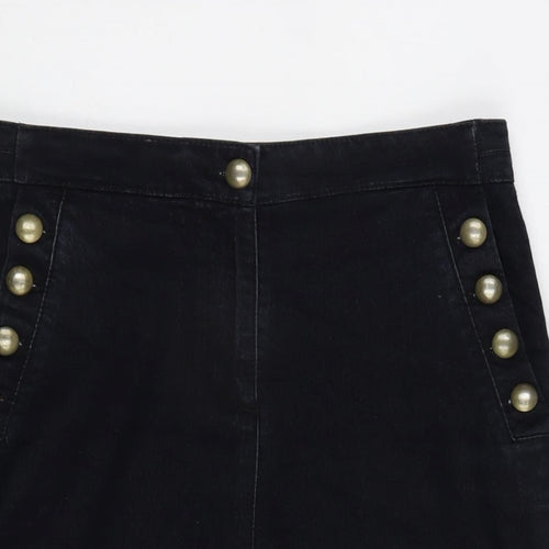 NEXT Womens Blue Cotton A-Line Skirt Size 10 Zip - Vent To Front