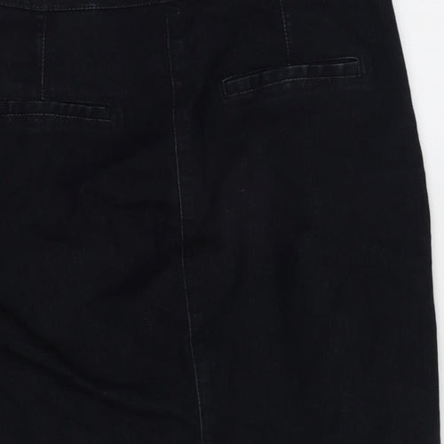 NEXT Womens Blue Cotton A-Line Skirt Size 10 Zip - Vent To Front
