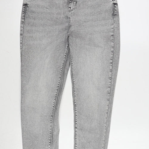 Denim & Co. Womens Grey Cotton Blend Tapered Jeans Size 10 L28 in Regular Zip