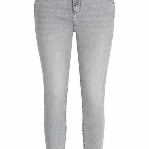 Denim & Co. Womens Grey Cotton Blend Tapered Jeans Size 10 L28 in Regular Zip