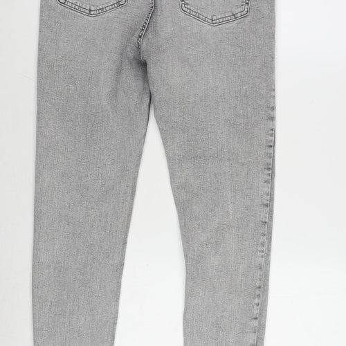 Denim & Co. Womens Grey Cotton Blend Tapered Jeans Size 10 L28 in Regular Zip