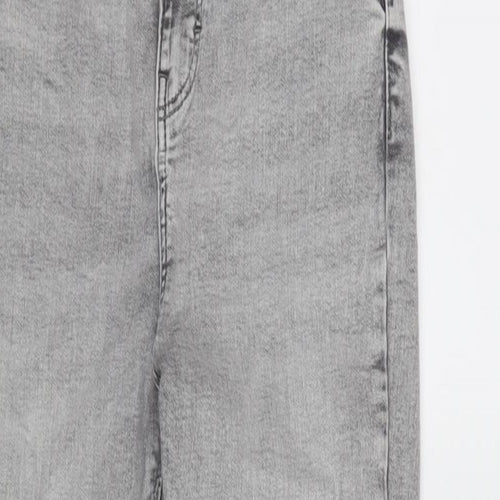 Denim & Co. Womens Grey Cotton Blend Tapered Jeans Size 10 L28 in Regular Zip
