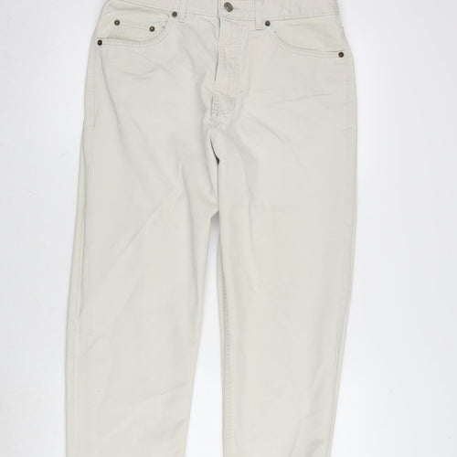 Marks and Spencer Womens Ivory Cotton Cropped Jeans Size 32 in L25 in Regular Zip