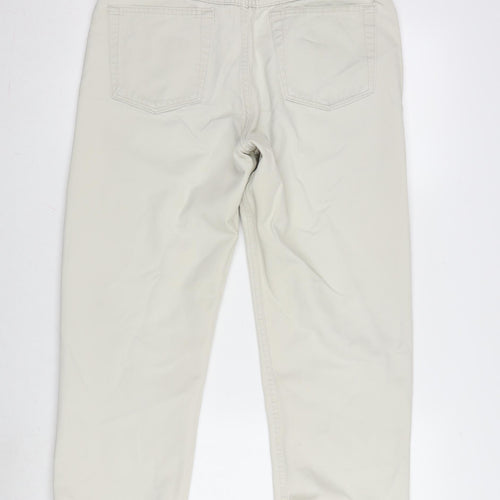 Marks and Spencer Womens Ivory Cotton Cropped Jeans Size 32 in L25 in Regular Zip