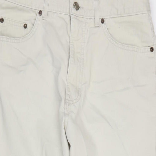 Marks and Spencer Womens Ivory Cotton Cropped Jeans Size 32 in L25 in Regular Zip