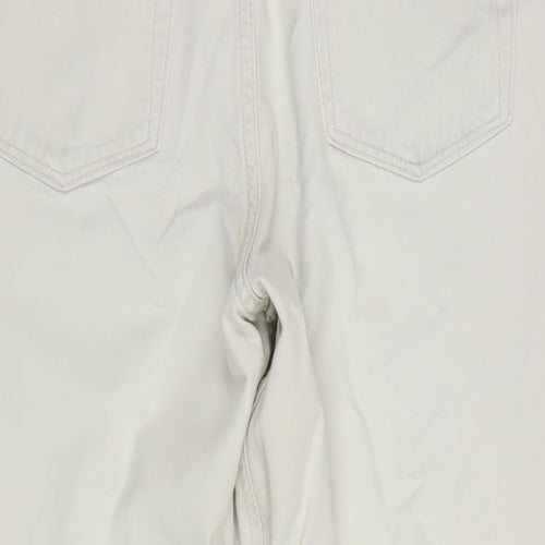 Marks and Spencer Womens Ivory Cotton Cropped Jeans Size 32 in L25 in Regular Zip