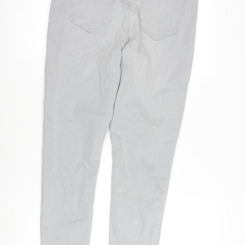 Marks and Spencer Womens Grey Cotton Blend Tapered Jeans Size 12 L28 in Regular Zip