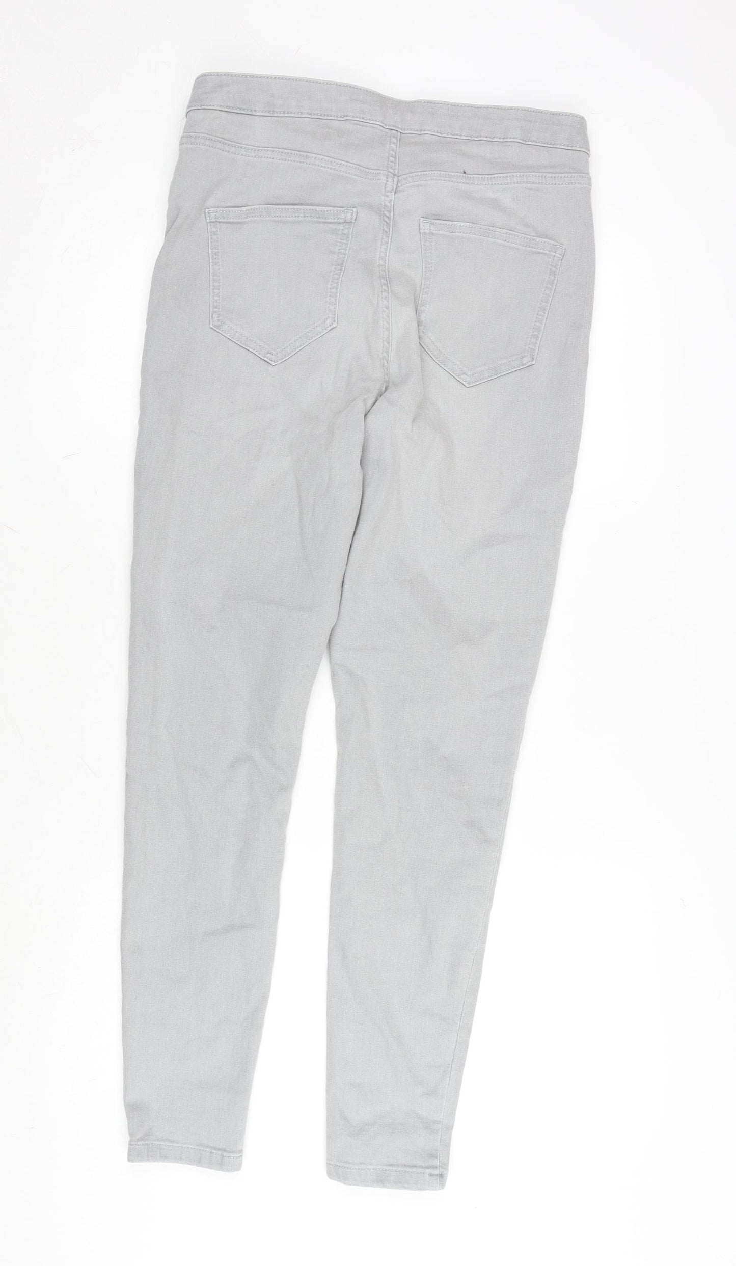 Marks and Spencer Womens Grey Cotton Blend Tapered Jeans Size 12 L28 in Regular Zip