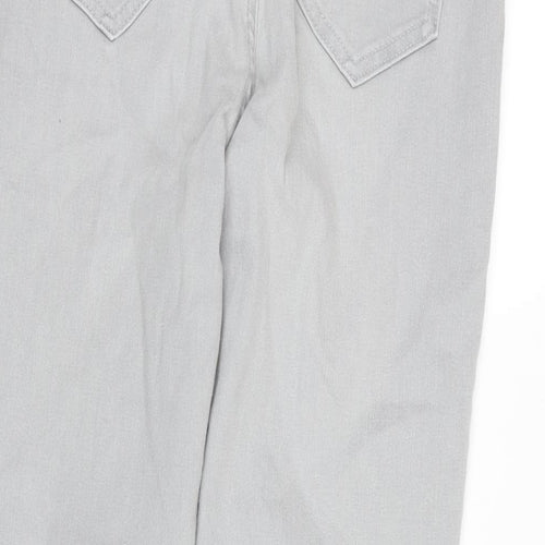 Marks and Spencer Womens Grey Cotton Blend Tapered Jeans Size 12 L28 in Regular Zip
