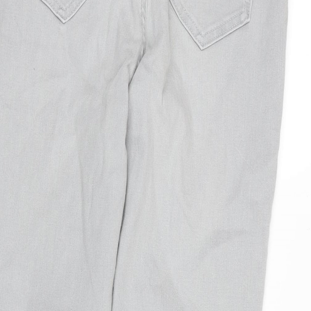 Marks and Spencer Womens Grey Cotton Blend Tapered Jeans Size 12 L28 in Regular Zip