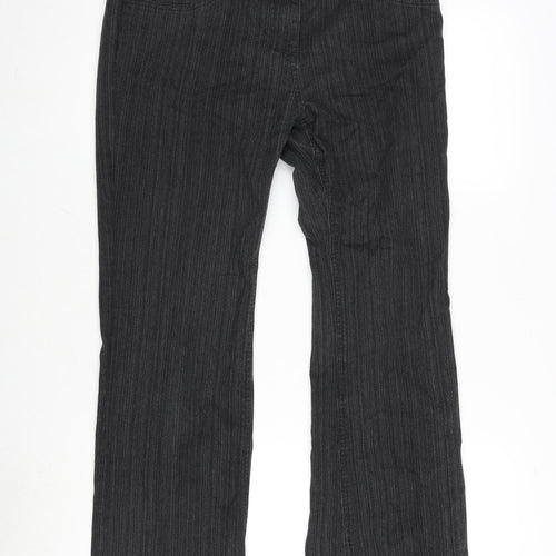 Per Una Womens Grey Cotton Blend Bootcut Jeans Size 12 L29 in Regular Zip