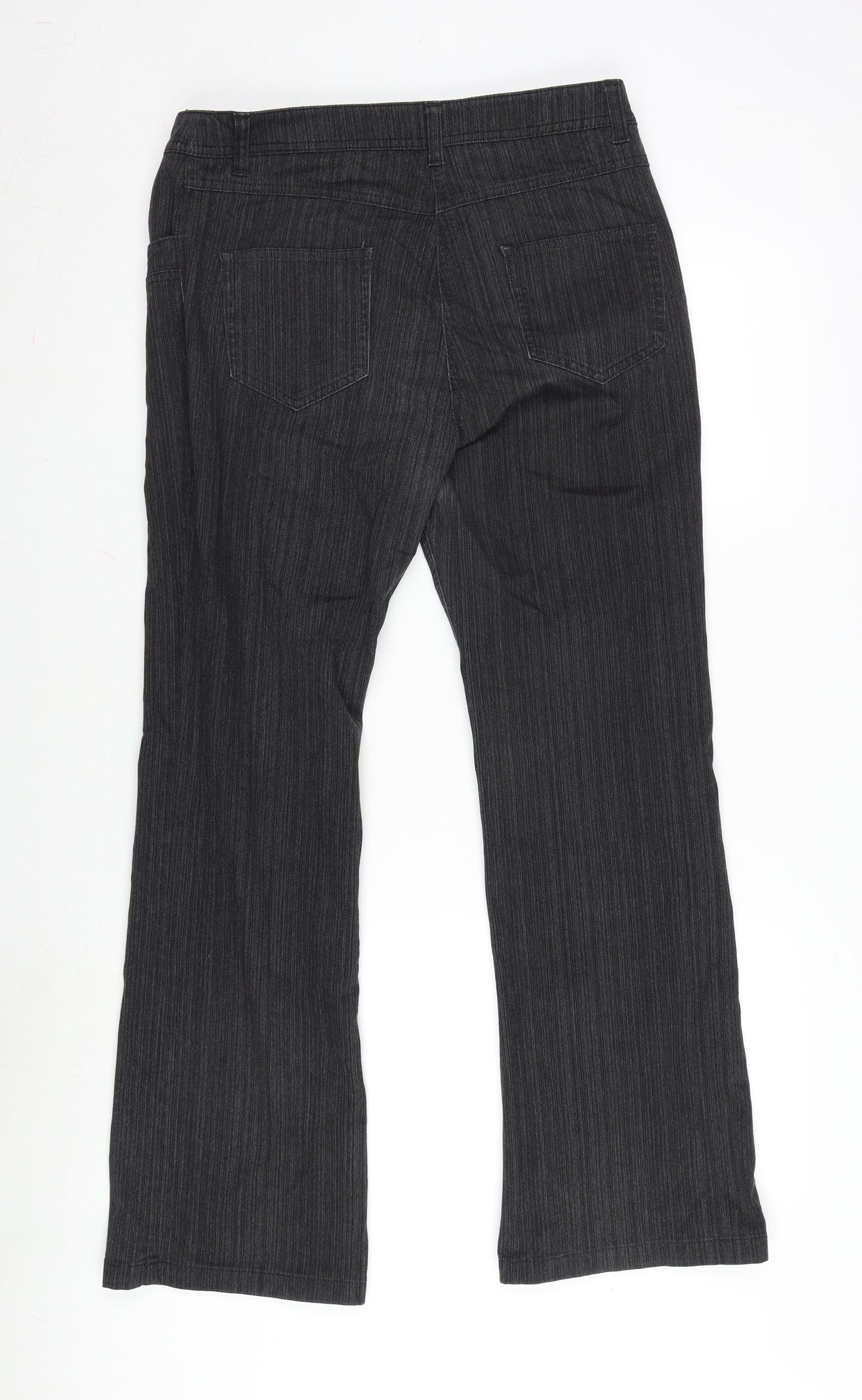 Per Una Womens Grey Cotton Blend Bootcut Jeans Size 12 L29 in Regular Zip