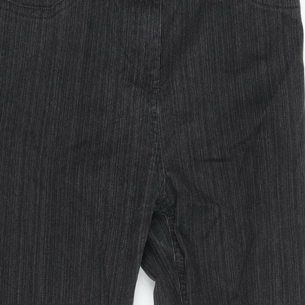 Per Una Womens Grey Cotton Blend Bootcut Jeans Size 12 L29 in Regular Zip