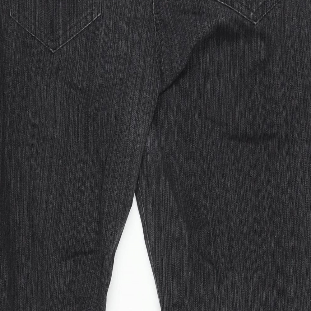 Per Una Womens Grey Cotton Blend Bootcut Jeans Size 12 L29 in Regular Zip