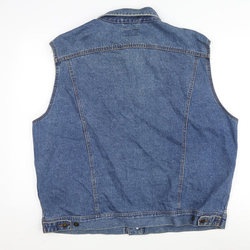 Brooker Mens Blue Biker Waistcoat Size 2XL Button