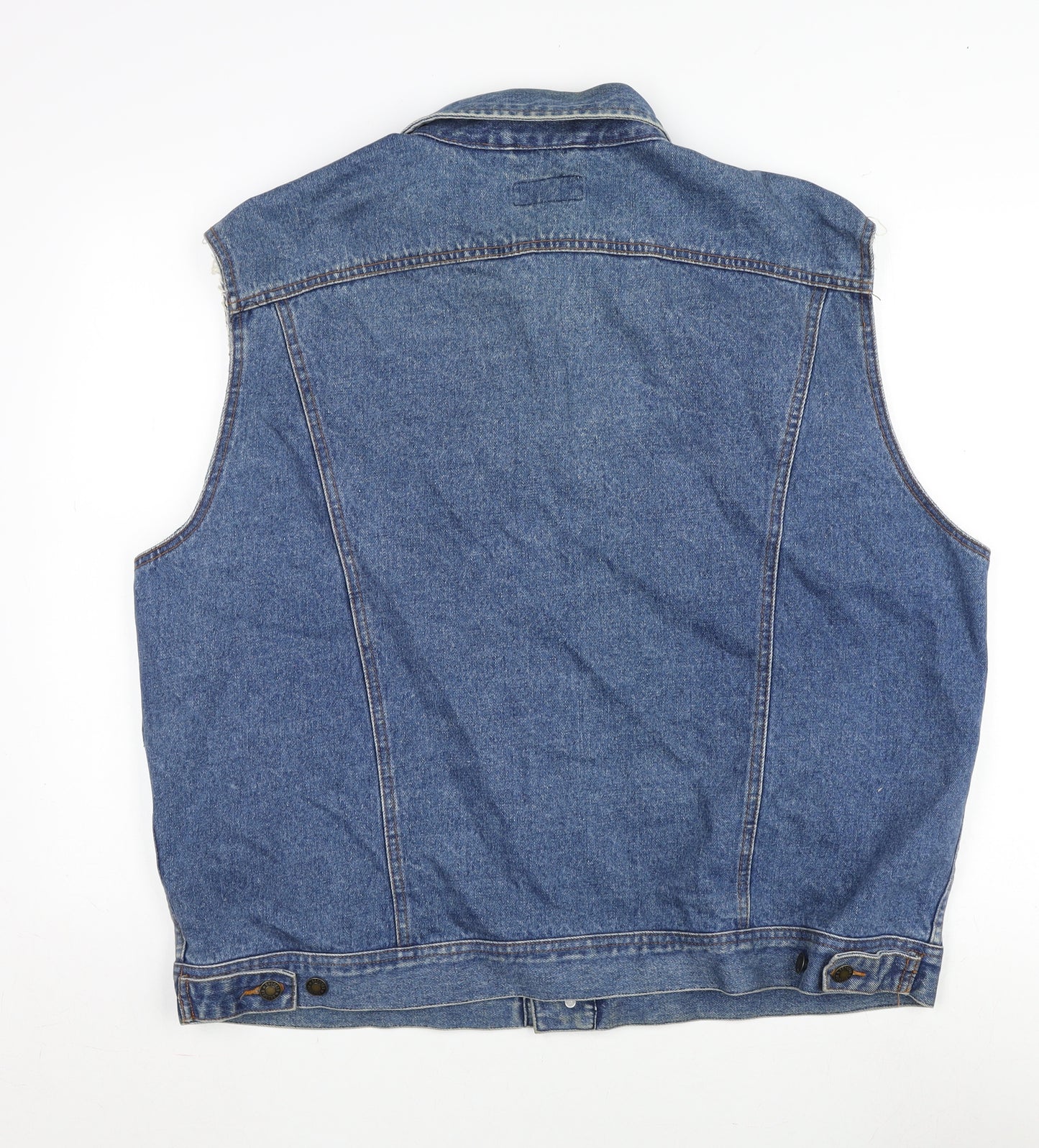 Brooker Mens Blue Biker Waistcoat Size 2XL Button