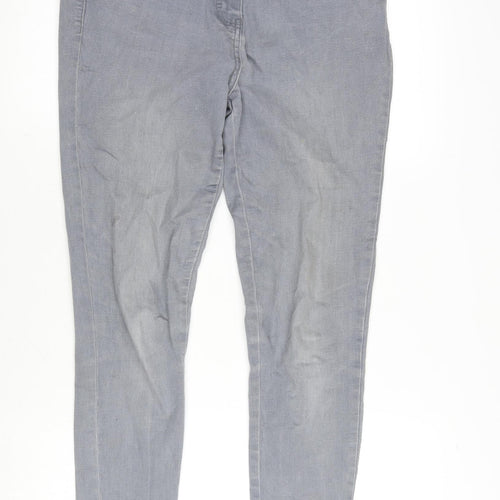 TU Womens Grey Cotton Blend Skinny Jeans Size 14 L28 in Extra-Slim Zip