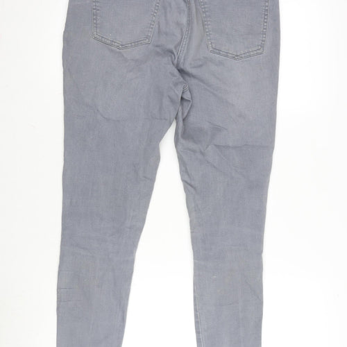 TU Womens Grey Cotton Blend Skinny Jeans Size 14 L28 in Extra-Slim Zip