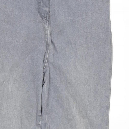 TU Womens Grey Cotton Blend Skinny Jeans Size 14 L28 in Extra-Slim Zip