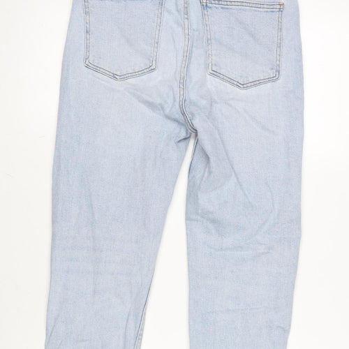 Denim & Co. Womens Blue Cotton Blend Straight Jeans Size 10 L25.5 in Regular Zip - Raw Hem
