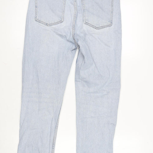 Denim & Co. Womens Blue Cotton Blend Straight Jeans Size 10 L25.5 in Regular Zip - Raw Hem