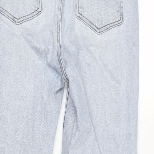 Denim & Co. Womens Blue Cotton Blend Straight Jeans Size 10 L25.5 in Regular Zip - Raw Hem