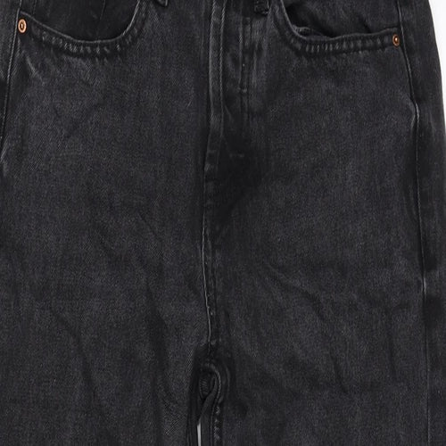 Denim & Co. Womens Grey Cotton Blend Straight Jeans Size 6 L25 in Regular Zip - Raw Hem
