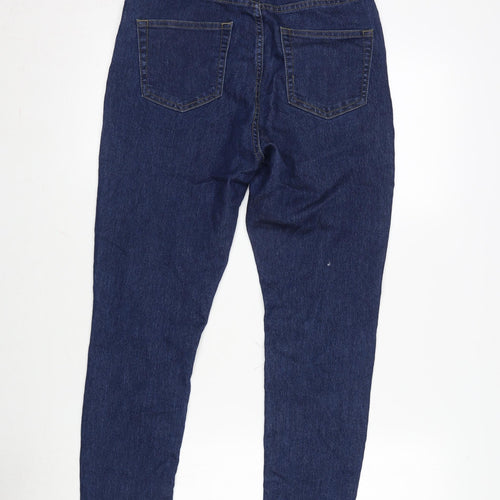 Boohoo Womens Blue Cotton Blend Straight Jeans Size 10 L27 in Regular Zip