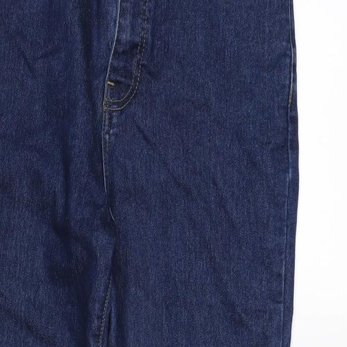 Boohoo Womens Blue Cotton Blend Straight Jeans Size 10 L27 in Regular Zip