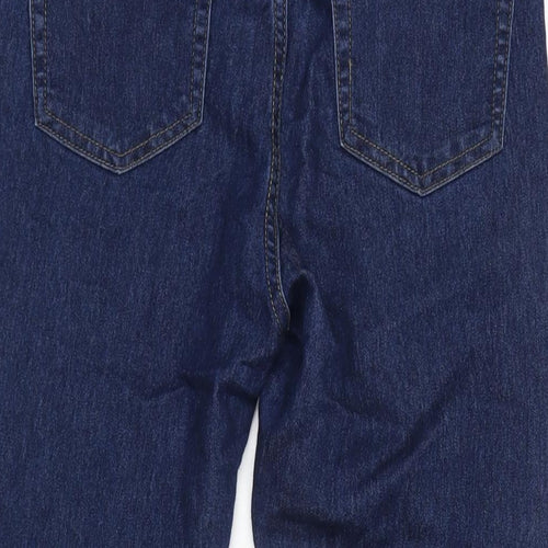 Boohoo Womens Blue Cotton Blend Straight Jeans Size 10 L27 in Regular Zip