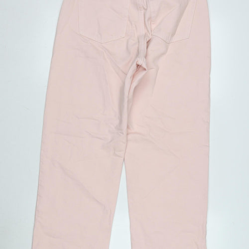 H&M Womens Pink Cotton Wide-Leg Jeans Size 10 L31 in Regular Zip