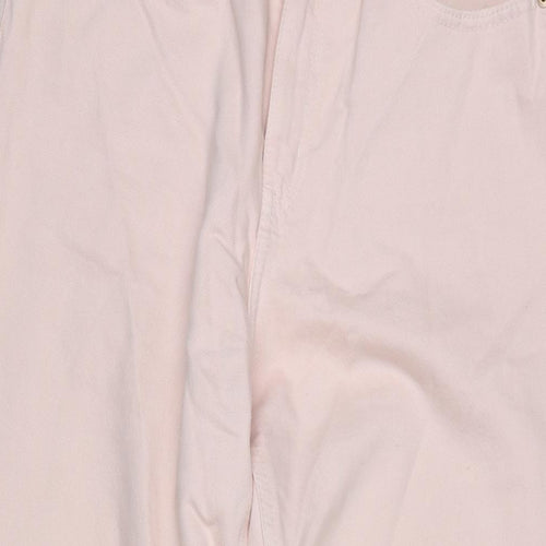 H&M Womens Pink Cotton Wide-Leg Jeans Size 10 L31 in Regular Zip