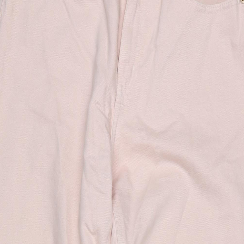H&M Womens Pink Cotton Wide-Leg Jeans Size 10 L31 in Regular Zip