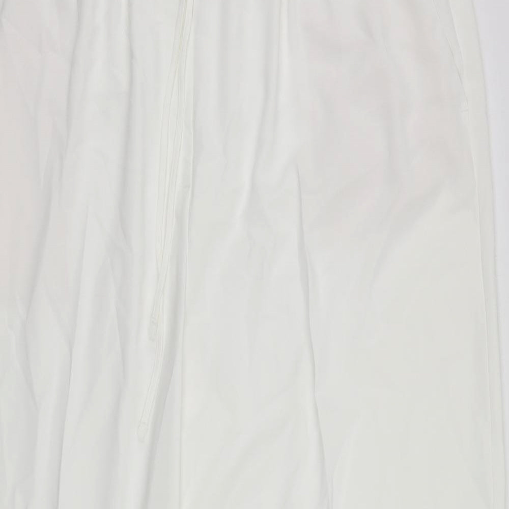Marks and Spencer Womens White Polyester Cropped Trousers Size 22 L23 in Regular Drawstring - Adjustable Waist