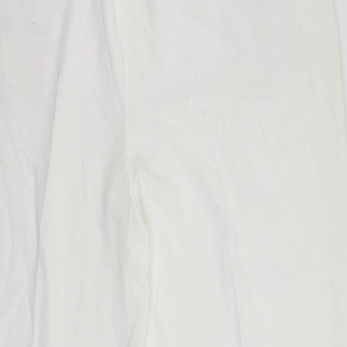 Marks and Spencer Womens White Polyester Cropped Trousers Size 22 L23 in Regular Drawstring - Adjustable Waist