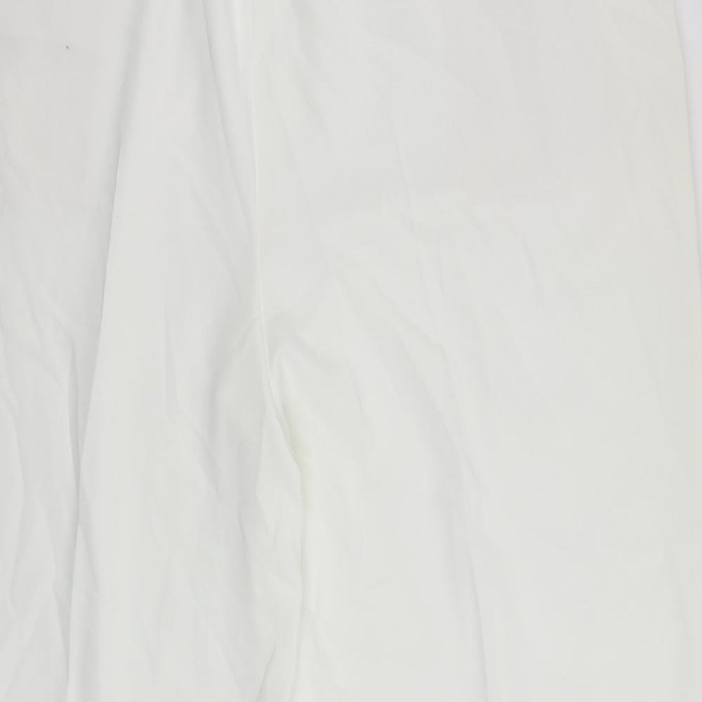 Marks and Spencer Womens White Polyester Cropped Trousers Size 22 L23 in Regular Drawstring - Adjustable Waist