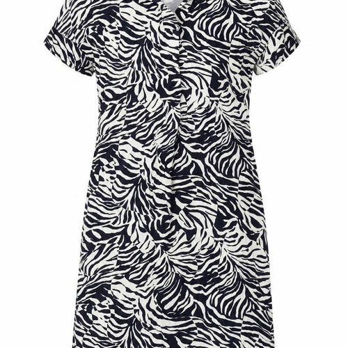 Marks and Spencer Womens Blue Animal Print Viscose Shirt Dress Size 6 Collared Pullover