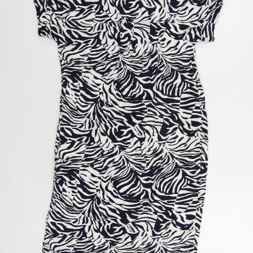 Marks and Spencer Womens Blue Animal Print Viscose Shirt Dress Size 6 Collared Pullover