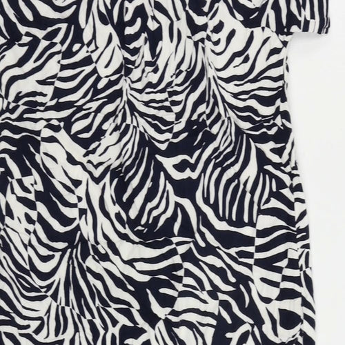 Marks and Spencer Womens Blue Animal Print Viscose Shirt Dress Size 6 Collared Pullover