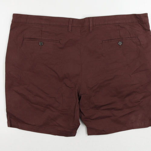 Marks and Spencer Mens Brown Cotton Chino Shorts Size 44 in L8 in Regular Zip