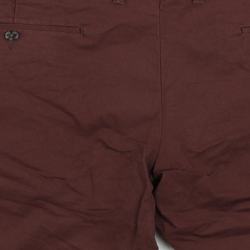 Marks and Spencer Mens Brown Cotton Chino Shorts Size 44 in L8 in Regular Zip